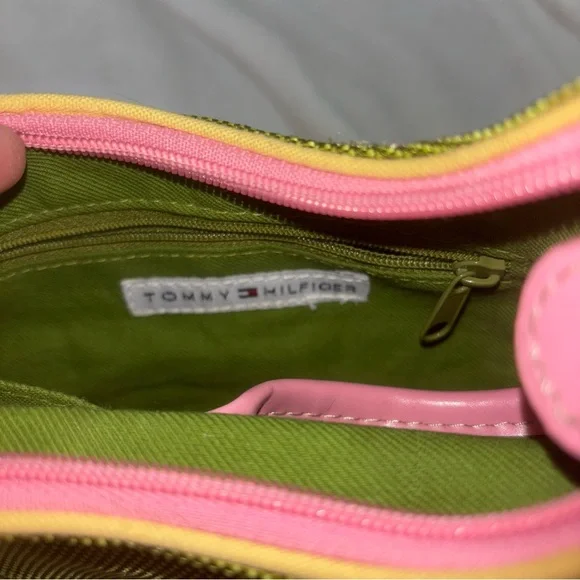 Tommy Hilfiger Green and Pink Shoulder Bags with Curved Design - Picture 2 of 5